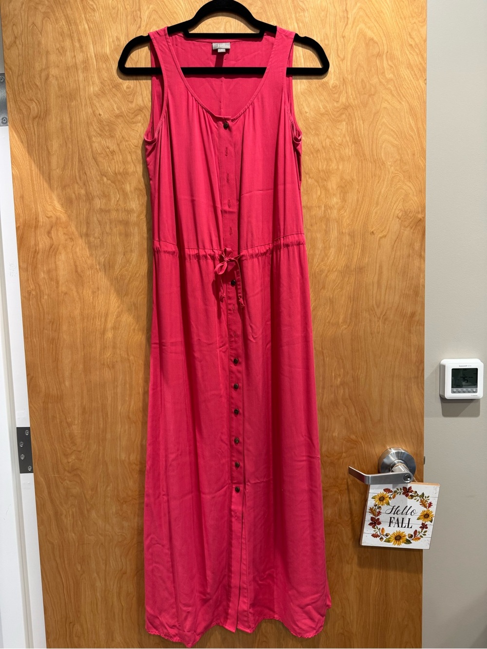 J. Jill Fuchsia Button-Front Maxi Dress with Drawstring Waist